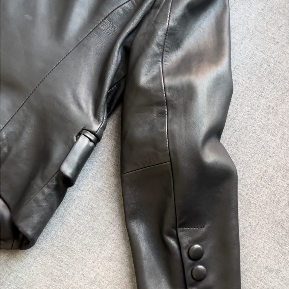 Bagatelle Double-Breasted Black Leather Jacket - Picture 7 of 8